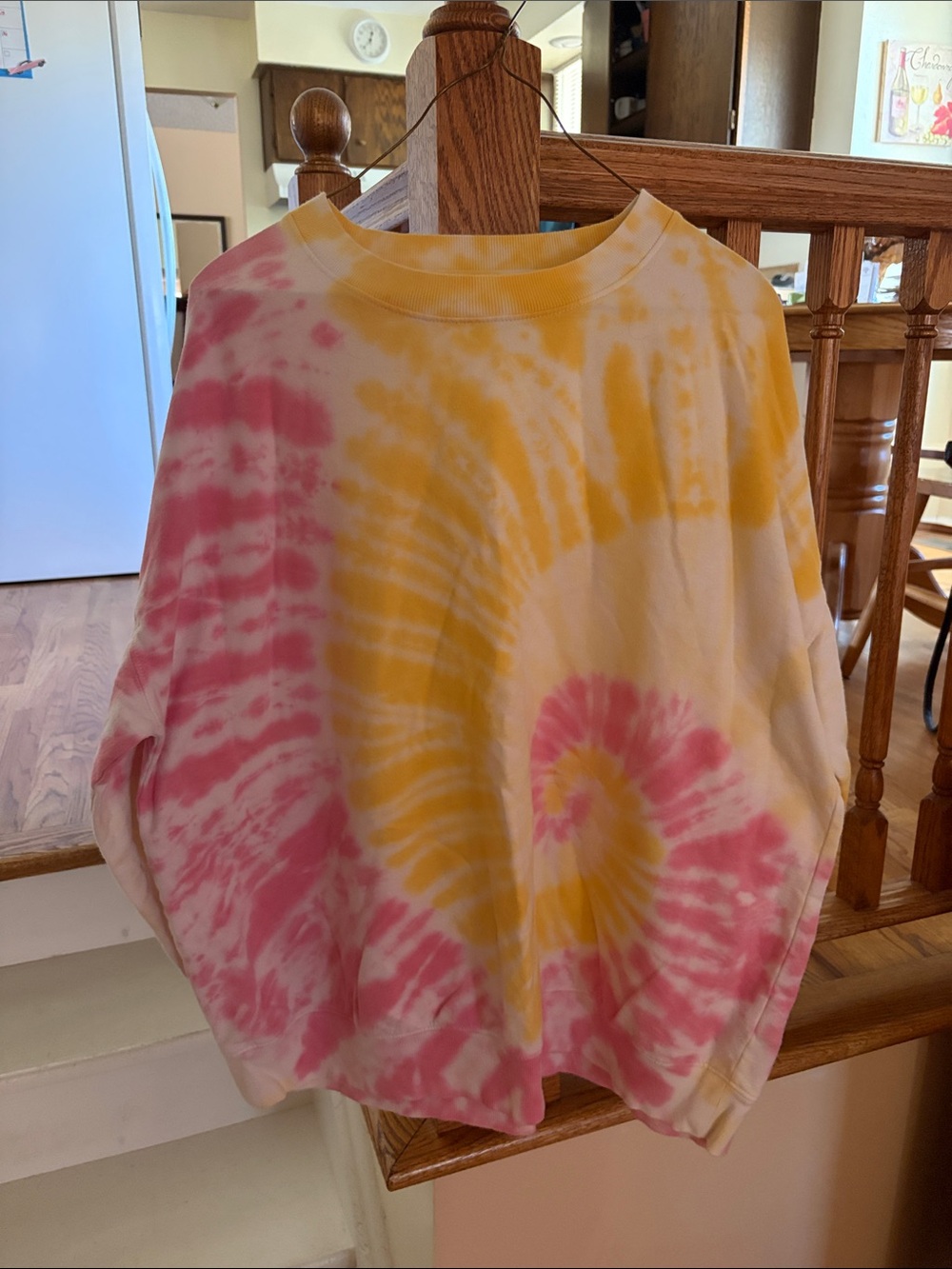 Old Navy Pink and Yellow Spiral Tie-Dye Crewneck Sweatshirt